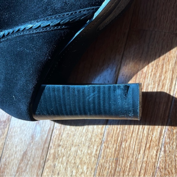 Vintage Nine West Black Suede Knee-High Boots with Fringe festival size 8 - Picture 4 of 12